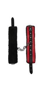 Itspleazure Red and Black Handcuffs with Soft Padding